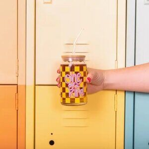 Creative On The Go Glasses with Glass Straw, One of a Kind